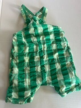 Hanna Andersson Green and Light Green Checkered Baby Romper